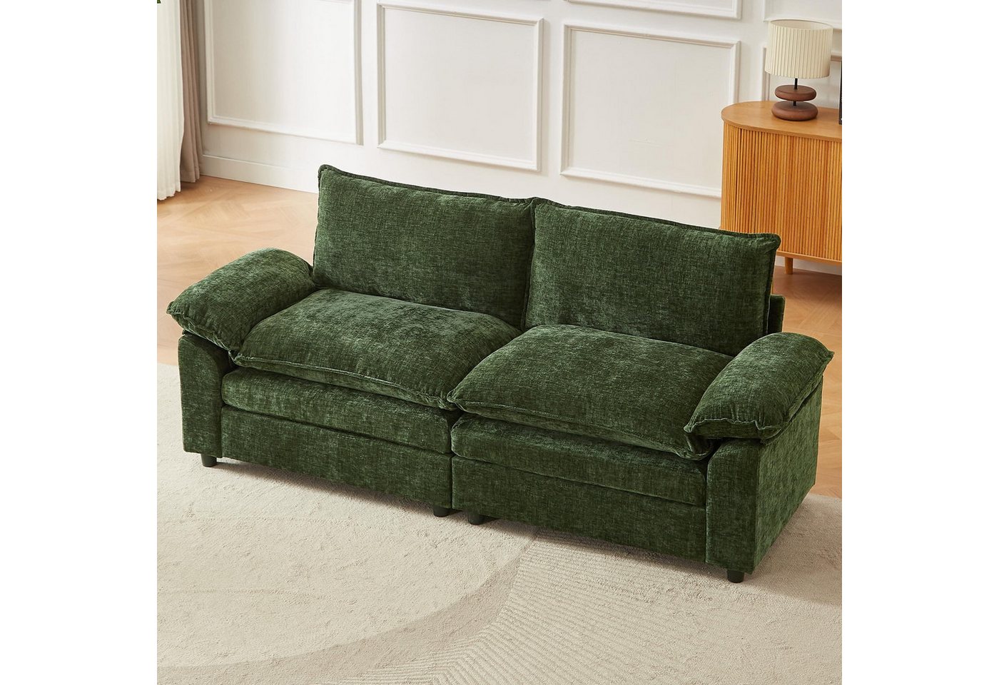 Jiexi Wohnlandschaft Modulares Sofa aus Chenille Freie Kombination Wohnlandschaft – Bild 4 von 5