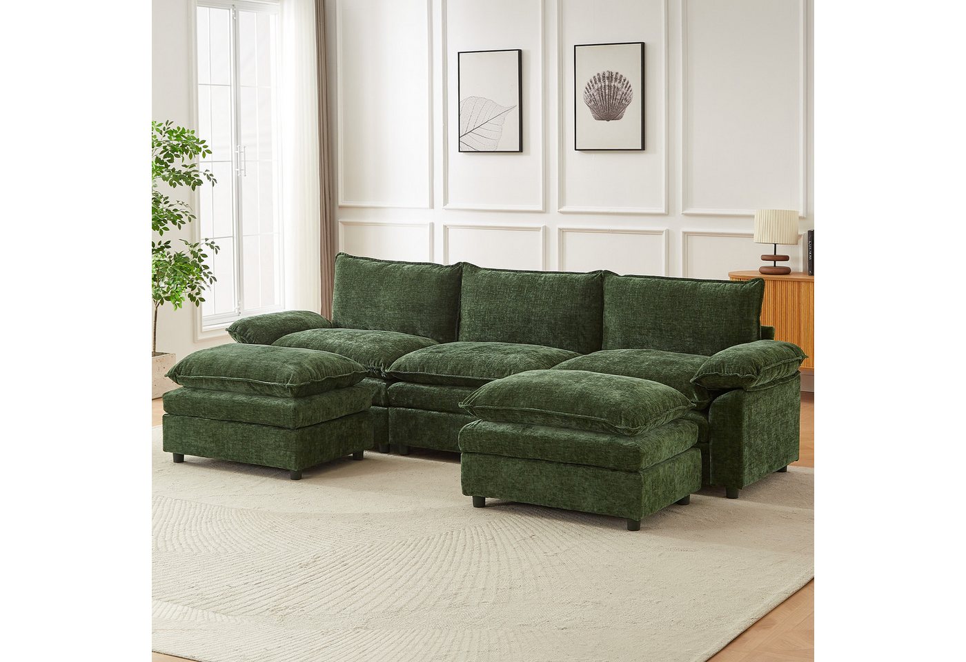 Jiexi Wohnlandschaft Modulares Sofa aus Chenille Freie Kombination Wohnlandschaft – Bild 2 von 5