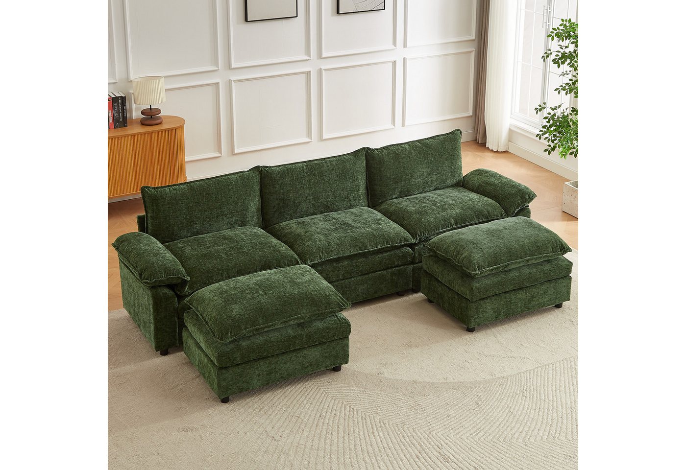 Jiexi Wohnlandschaft Modulares Sofa aus Chenille Freie Kombination Wohnlandschaft – Bild 3 von 5