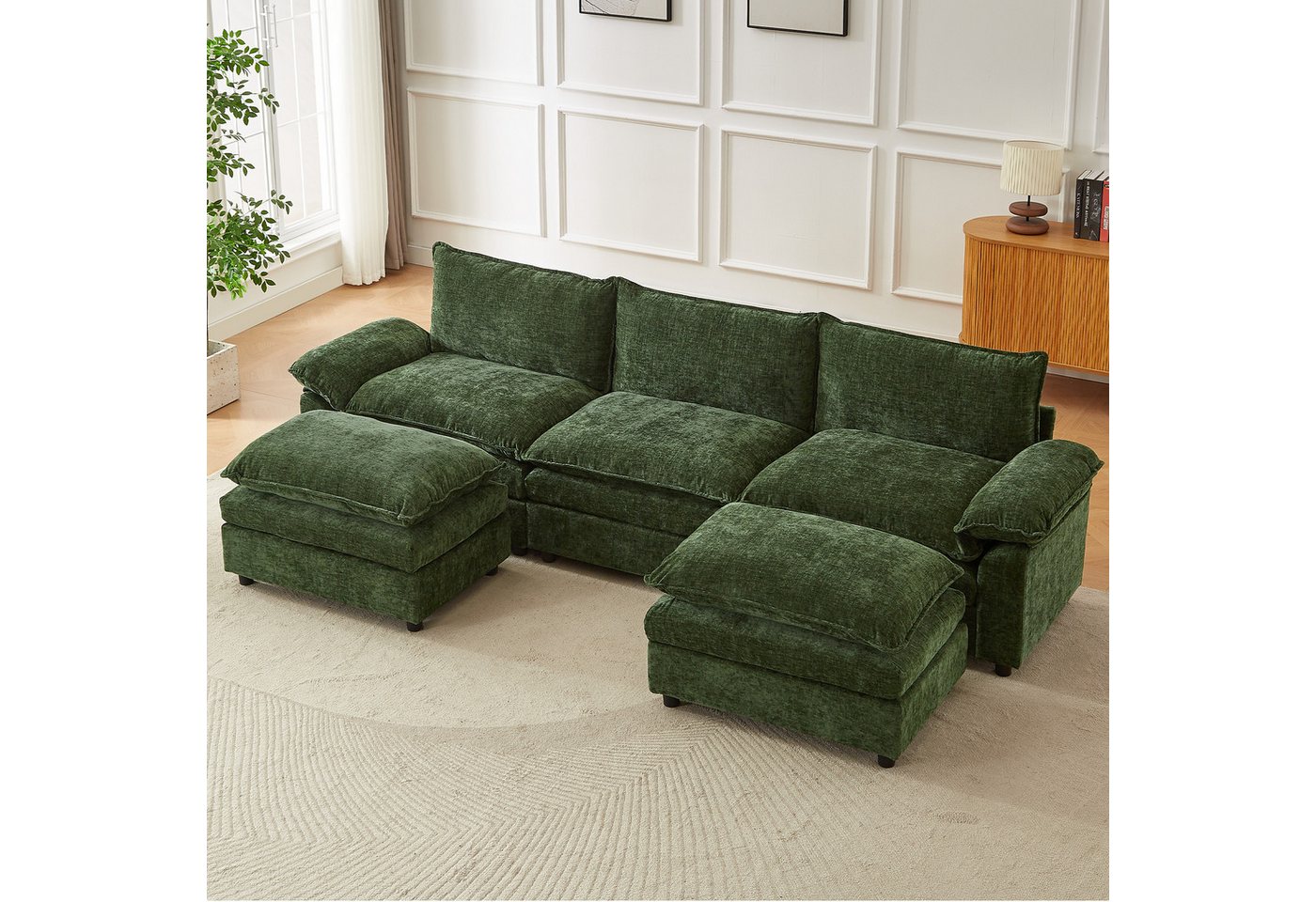 Jiexi Wohnlandschaft Modulares Sofa aus Chenille Freie Kombination Wohnlandschaft – Bild 4 von 5