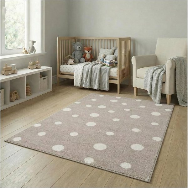 Jimri Kinderteppich DOT´S Teppiche für Kinderzimmer, Kinderzimmerteppich, Teppich, Läufer, Regenbogen