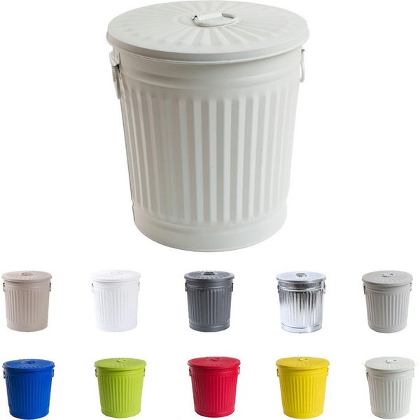 Jinfa Mülleimer Mülleimer mit Deckel, Ascheeimer, Mülltonne, aus Metall, Höhe 21,5cm Ø Oben 21,5 cm, Vol.: 7 Liter