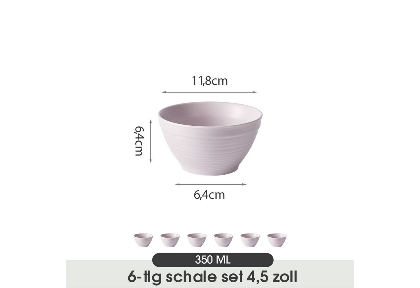 JIWOO Müslischale 6er Ø11,8cm, Frühstückschalen Eisschale Dessertschalen Schale, Keramik, (Schaleset, 6-tlg), Porzellan Hochwertiges Schalen Lila Mikrowellenofe – Bild 2 von 5