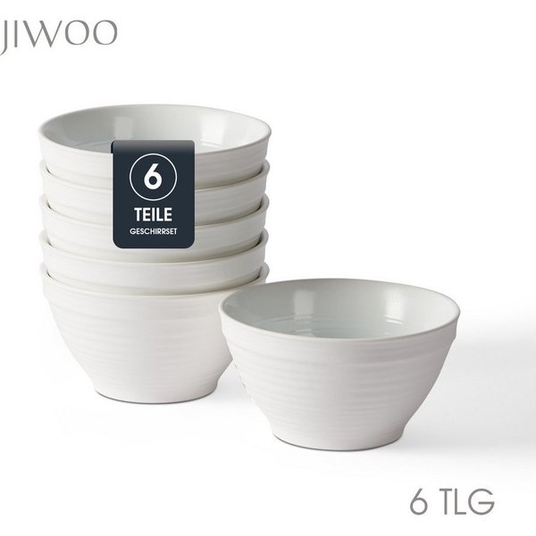 JIWOO Müslischale 6er Ø11,8cm, Frühstückschalen Eisschale Dessertschalen Schale, Keramik, (Schaleset, 6-tlg), Porzellan Hochwertiges Schalen Cyan Mikrowellenofe