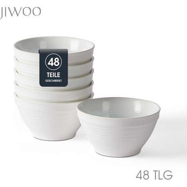 JIWOO Müslischale 6er Ø11,8cm, Frühstückschalen Eisschale Dessertschalen Schale, Keramik, (Set, 48-tlg), Porzellan Hochwertiges Schalen Cyan Mikrowellenofen Spü
