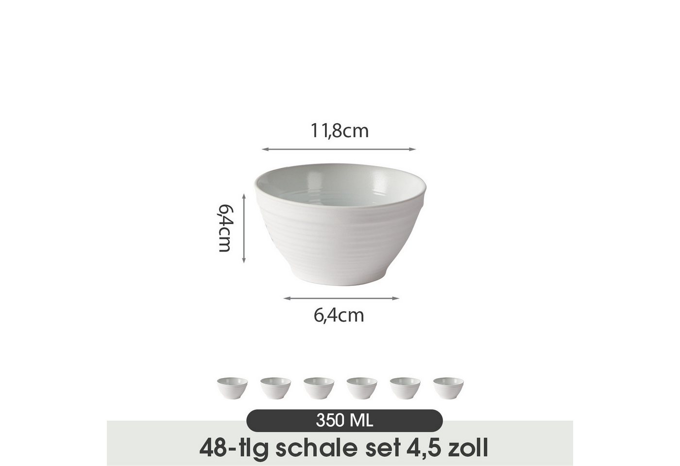 JIWOO Müslischale 6er Ø11,8cm, Frühstückschalen Eisschale Dessertschalen Schale, Keramik, (Set, 48-tlg), Porzellan Hochwertiges Schalen Cyan Mikrowellenofen Spü – Bild 2 von 5