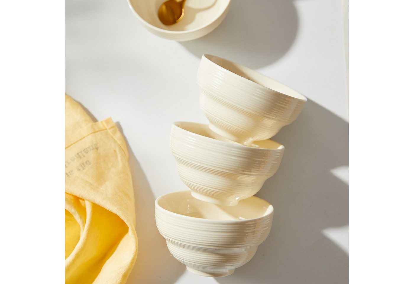 JIWOO Müslischale 6er Ø11,8cm, Dessertschale Eisschale Suppenschale Snackschale Schale, Keramik, (Set, 48-tlg), Porzellan Hochwertiges Schalen Weiß Mikrowelleno – Bild 5 von 5