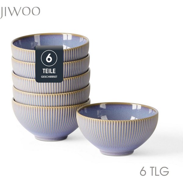 JIWOO Müslischale 6er Ø11,7cm, Frühstückschalen Eisschale Dessertschalen Obstschale, Keramik, (Schaleset, 6-tlg), Bowl, Hochwertiges Schalen Lila Schale Mikrowe