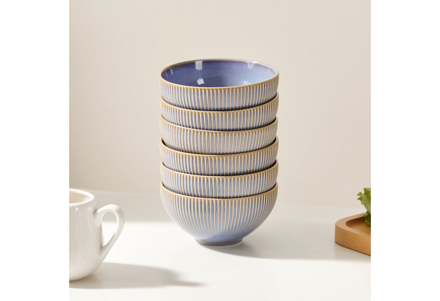 JIWOO Müslischale 6er Ø11,7cm, Frühstückschalen Eisschale Dessertschalen Obstschale, Keramik, (Schaleset, 6-tlg), Bowl, Hochwertiges Schalen Lila Schale Mikrowe – Bild 5 von 5