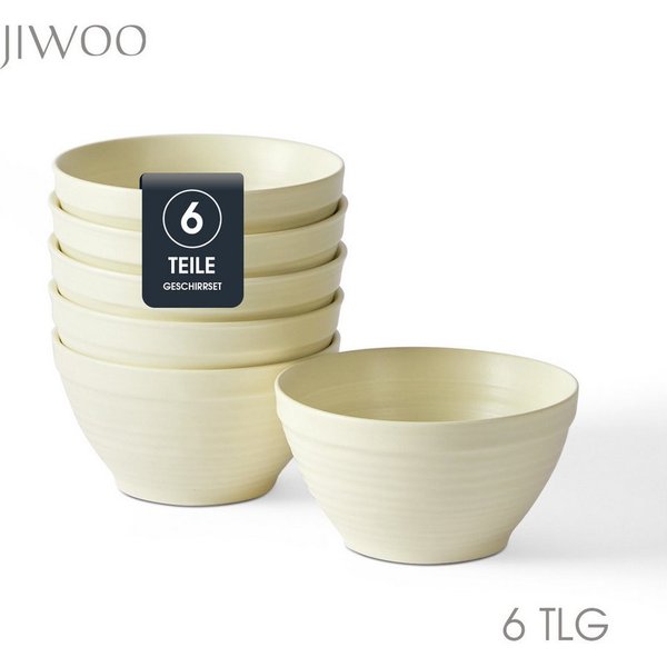 JIWOO Müslischale 6er Ø11,8cm, Frühstückschalen Eisschale Dessertschalen Schale, Keramik, (Schaleset, 6-tlg), Porzellan Hochwertiges Schalen gelb Mikrowellenofe