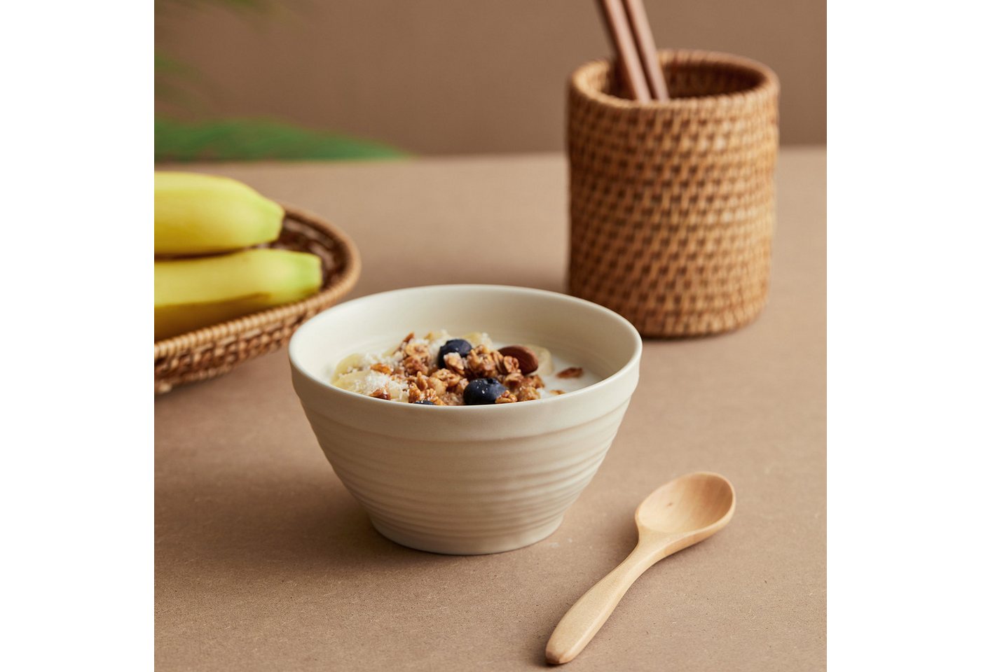 JIWOO Müslischale 6er Ø11,8cm, Frühstückschalen Eisschale Dessertschalen Schale, Keramik, (Schaleset, 6-tlg), Porzellan Hochwertiges Schalen gelb Mikrowellenofe – Bild 3 von 5