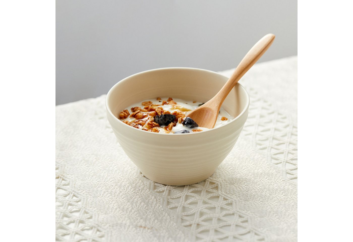 JIWOO Müslischale 6er Ø11,8cm, Frühstückschalen Eisschale Dessertschalen Schale, Keramik, (Schaleset, 6-tlg), Porzellan Hochwertiges Schalen gelb Mikrowellenofe – Bild 5 von 5