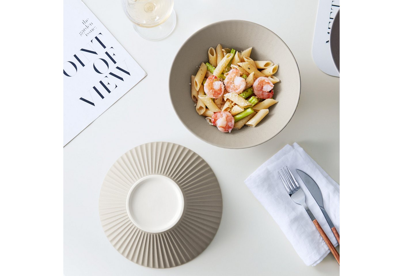JIWOO Schüssel 4er Ø20cm, Japanische Ramenschüssel Suppenschüssel bowl Pastaschüssel, Keramik, (Schüsselset, 4-tlg), Bowl Hochwertige Schüsseln Braun Schüssel M – Bild 5 von 5