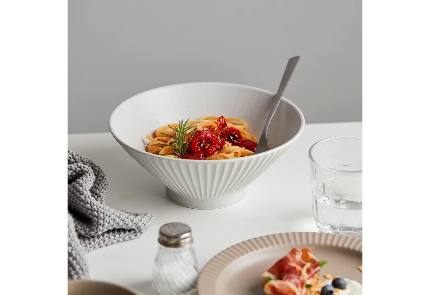 JIWOO Schüssel 4er Ø20cm, Japanische Ramenschüssel Suppenschüssel bowl Pastaschüssel, Keramik, (Schüsselset, 4-tlg), Bowl Hochwertiges Schüsseln Grau Schüssel M – Bild 3 von 5