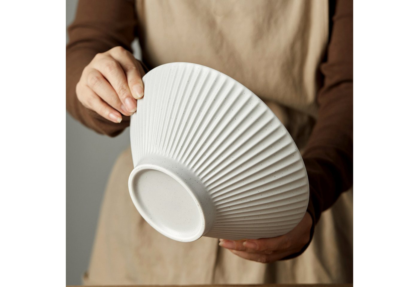 JIWOO Schüssel 4er Ø20cm, Japanische Ramenschüssel Suppenschüssel bowl Pastaschüssel, Keramik, (Schüsselset, 4-tlg), Bowl Hochwertiges Schüsseln Grau Schüssel M – Bild 5 von 5