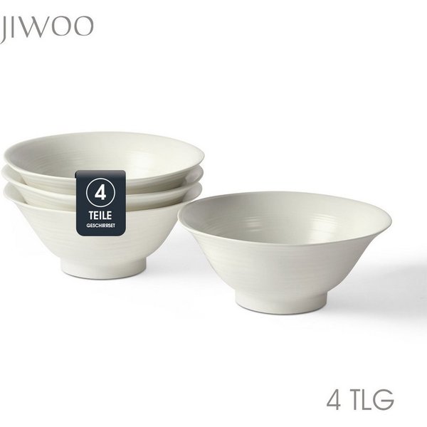 JIWOO Schüssel 4er Ø20cm, Japanische Ramenschüssel Suppenschüssel bowl Pastaschüssel, Keramik, (Schüsselset, 4-tlg), Bowl Hochwertiges Schüsseln Weiß Schüssel M