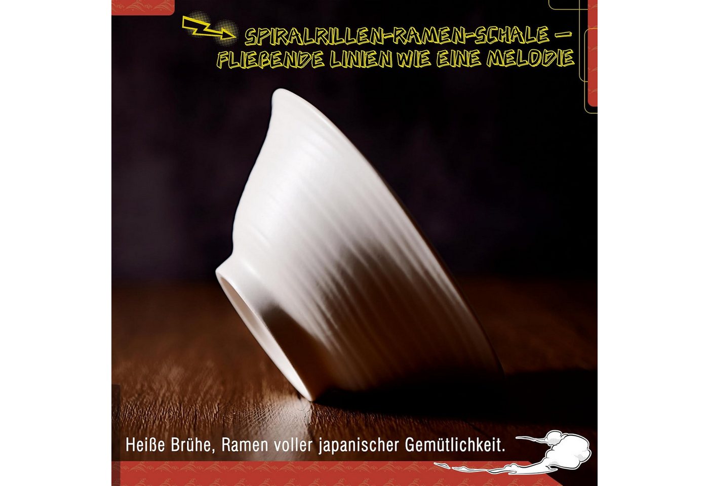 JIWOO Schüssel 4er Ø20cm, Japanische Ramenschüssel Suppenschüssel bowl Pastaschüssel, Keramik, (Schüsselset, 4-tlg), Bowl Hochwertiges Schüsseln Weiß Schüssel M – Bild 4 von 5