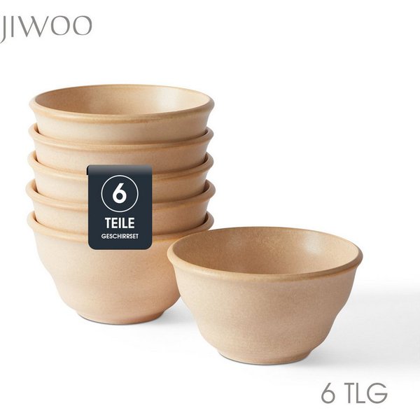 JIWOO Schüssel 6er Ø11,7cm, Müslischale Eisschale FrühstückSchale Dessertschale, Keramik, (Schaleset, 6-tlg), Bowl, Hochwertiges Schalen Orange Schale Mikrowell