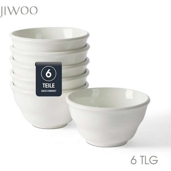 JIWOO Schüssel 6er Ø11,7cm, Müslischale Eisschale FrühstückSchale Dessertschale, Keramik, (Schaleset, 6-tlg), Bowl, Hochwertiges Schalen weiß Schale Mikrowellen