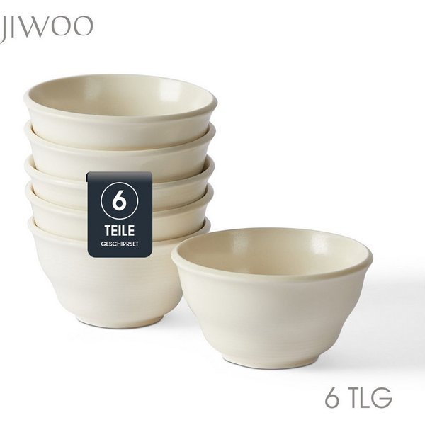 JIWOO Schüssel 6er Ø11,7cm, Müslischale Eisschale FrühstückSchale Dessertschale, Keramik, (Schaleset, 6-tlg), Bowl, Hochwertiges Schalen Weiß Schale Mikrowellen