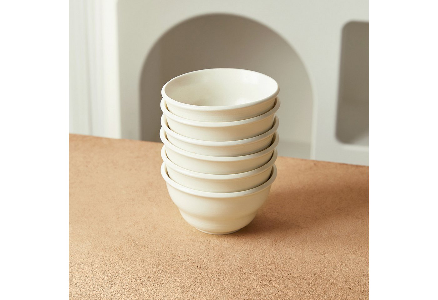 JIWOO Schüssel 6er Ø11,7cm, Müslischale Eisschale FrühstückSchale Dessertschale, Keramik, (Schaleset, 6-tlg), Bowl, Hochwertiges Schalen Weiß Schale Mikrowellen – Bild 4 von 5