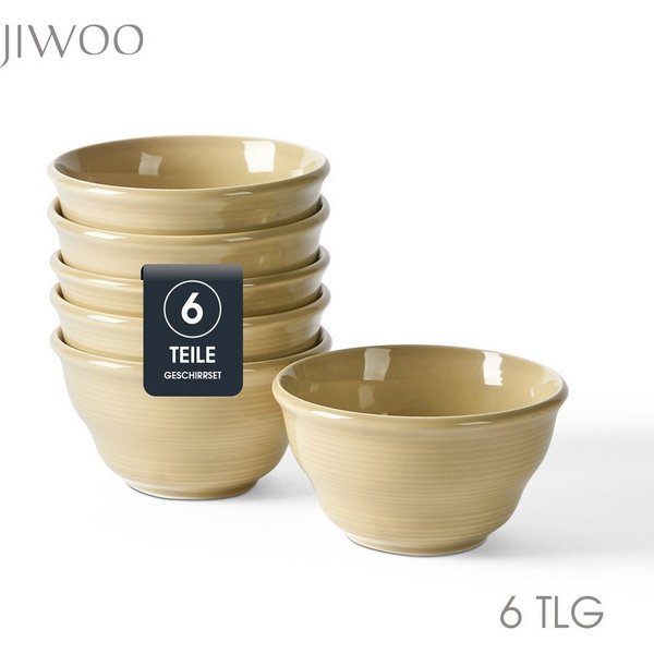 JIWOO Schüssel 6er Ø11,7cm, Müslischale Eisschale FrühstückSchale Dessertschale, Keramik, (Schaleset, 6-tlg), Bowl, Hochwertiges Schalen Braun Schale Mikrowelle