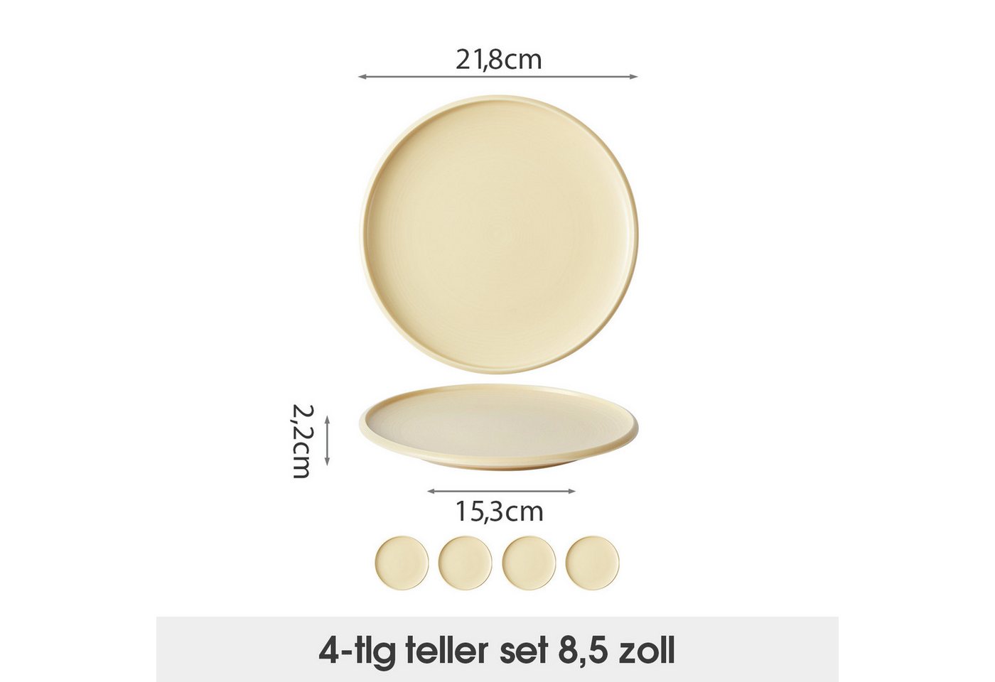 JIWOO Speiseteller 4er Ø21,8cm, Frühstücksteller Pastateller Teller Brotteller Plate, (4 St), Hochwertiges Tellerset Orange Mikrowellenofen Spülmaschine Ø 21,8c – Bild 2 von 5