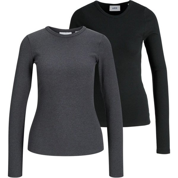 JJXX Longsleeve (Set) toller Basic-Longsleeve mit senkrechten Rillen im 2er Pack