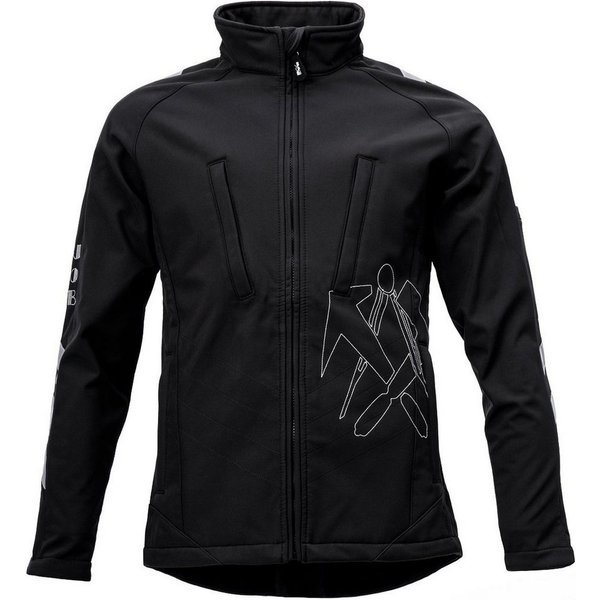JOB Arbeitsjacke Dachdecker Softshelljacke – Stretch Jacke mit Reflexdetails winddicht