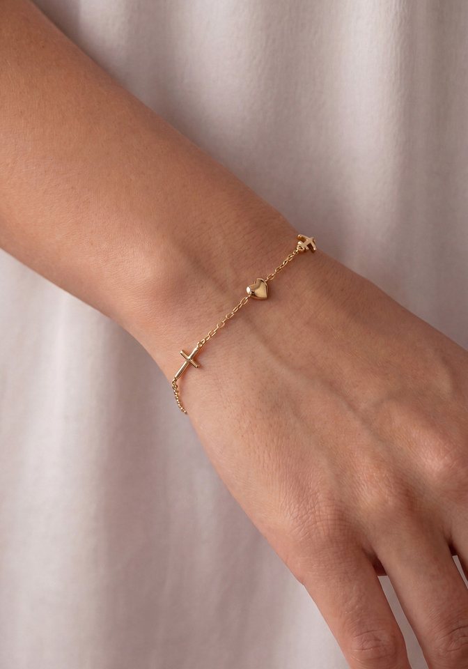 JOBO Armband Glaube Liebe Hoffnung, 925 Silber vergoldet 19 cm – Bild 5 von 5