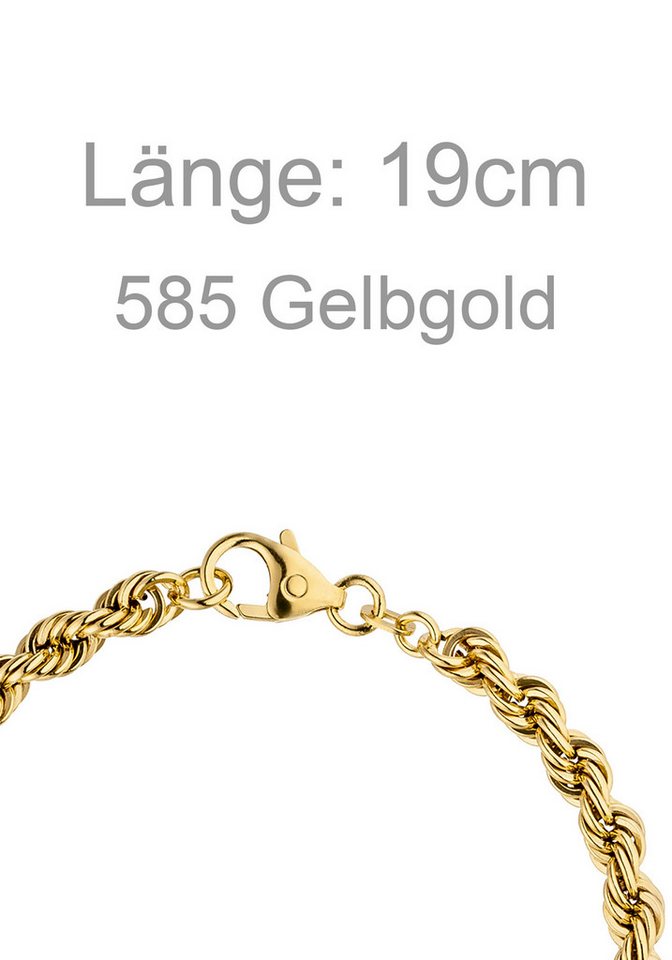 JOBO Armband Kordelarmband, 585 Gold 3,2 mm 19 cm – Bild 3 von 3