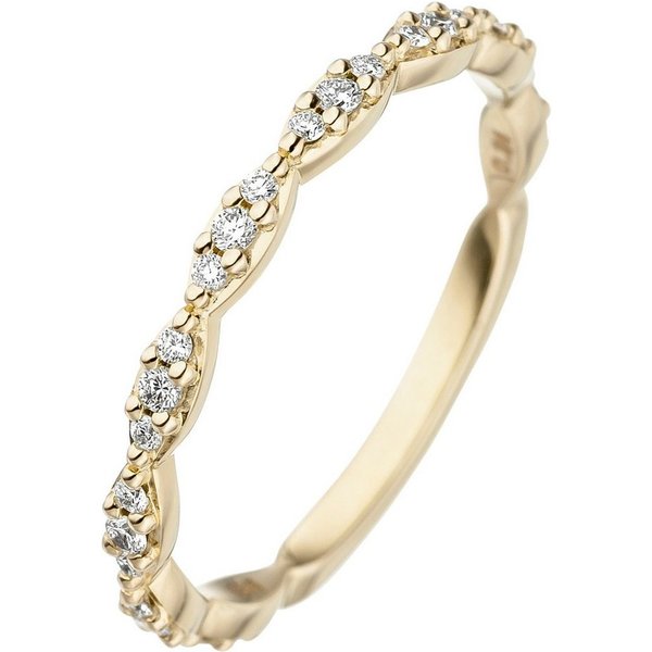 JOBO Diamantring, 585 Gold mit 27 Diamanten