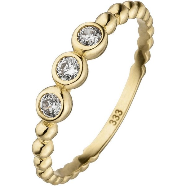JOBO Fingerring Kugelring, 333 Gold mit 3 Zirkonia
