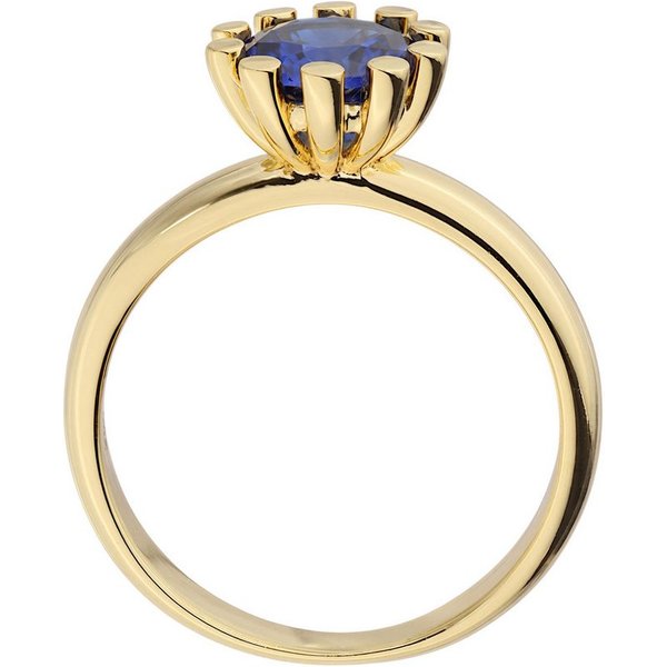 JOBO Fingerring Ring blau, 925 Silber vergoldet mit Spinell
