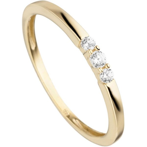 JOBO Fingerring Ring mit 3 Zirkonia, 333 Gold