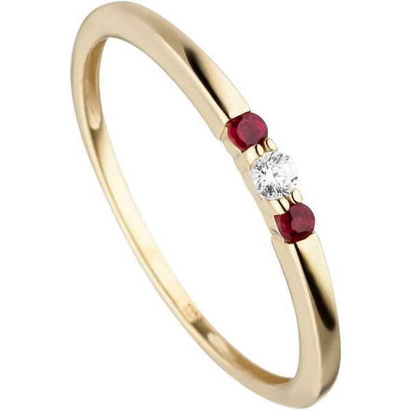 JOBO Fingerring Ring mit Rubin und Zirkonia, 333 Gold