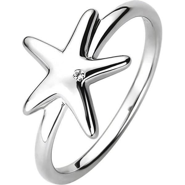 JOBO Fingerring Seestern, 925 Silber mit Zirkonia