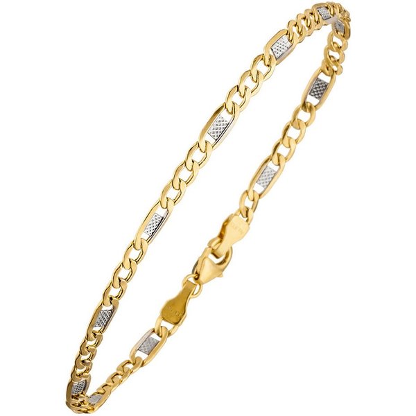 JOBO Goldarmband, Steg-Panzerarmband 333 Gold bicolor 19 cm