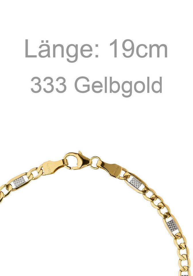 JOBO Goldarmband, Steg-Panzerarmband 333 Gold bicolor 19 cm – Bild 3 von 5