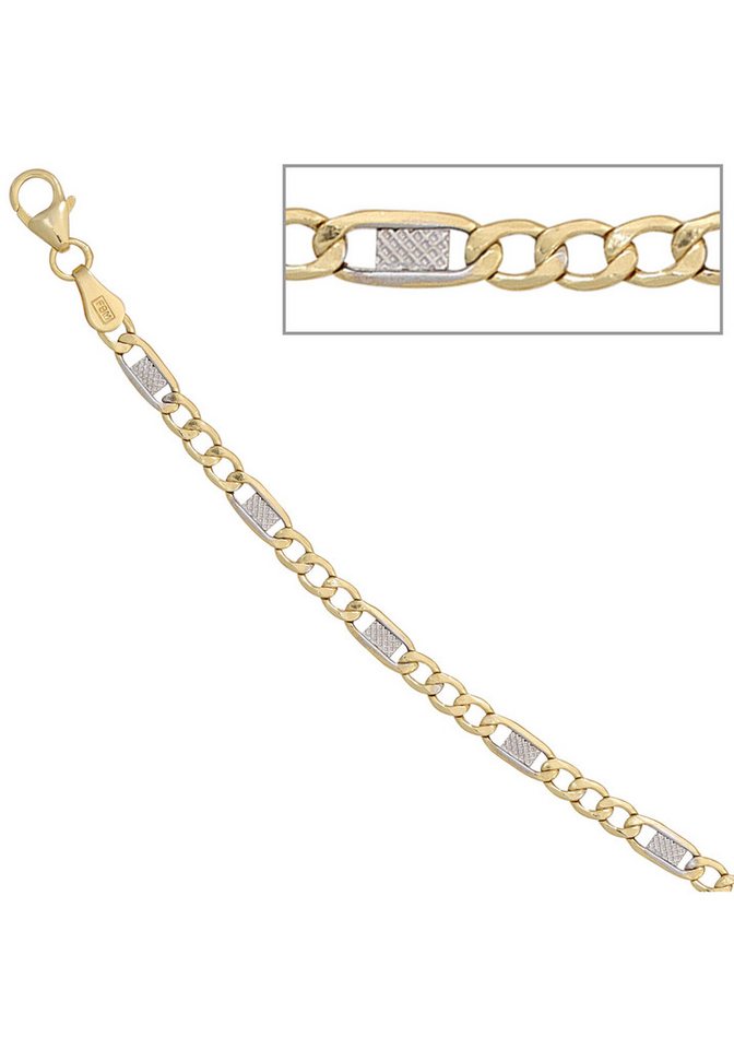 JOBO Goldarmband, Steg-Panzerarmband 333 Gold bicolor 19 cm – Bild 4 von 5