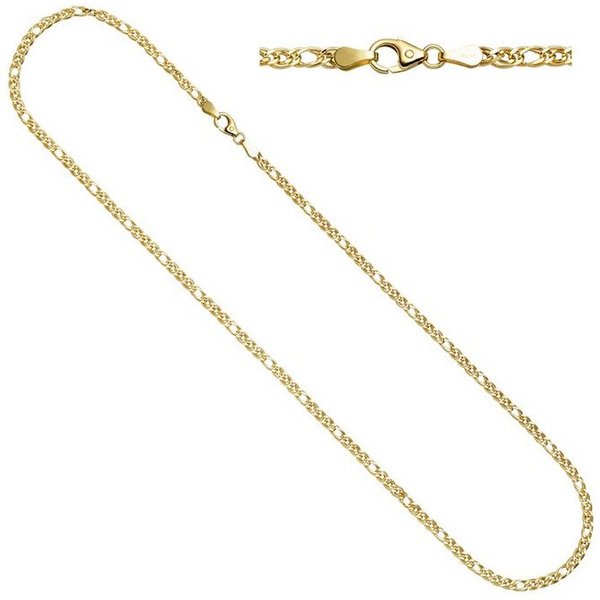 JOBO Goldkette, Zwillings-Panzerkette 585 Gold 45 cm 3 mm