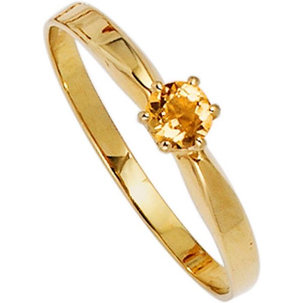 JOBO Goldring Ring mit Citrin, 585 Gold