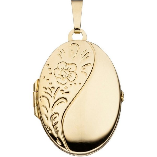 JOBO Medallionanhänger Anhänger Medaillon oval, 925 Silber vergoldet