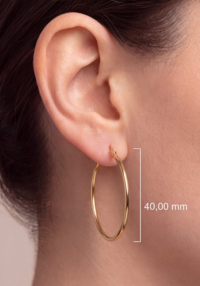 JOBO Paar Creolen, Edelstahl goldfarben beschichtet 40 mm – Bild 2 von 3