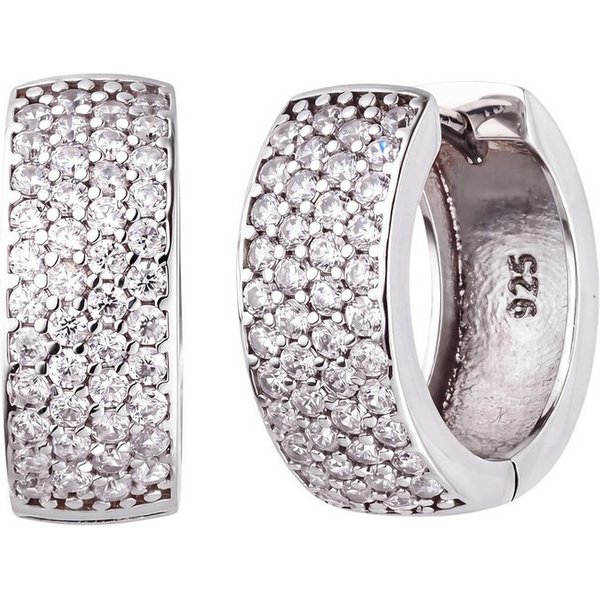 JOBO Paar Creolen, 925 Silber mit 84 Zirkonia