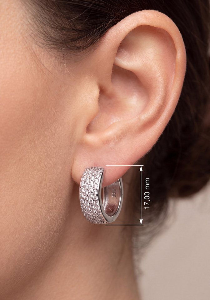 JOBO Paar Creolen, 925 Silber mit 84 Zirkonia – Bild 2 von 3