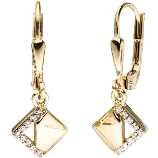 JOBO Paar Ohrhänger, verschlungen 333 Gold bicolor mit 18 Zirkonia