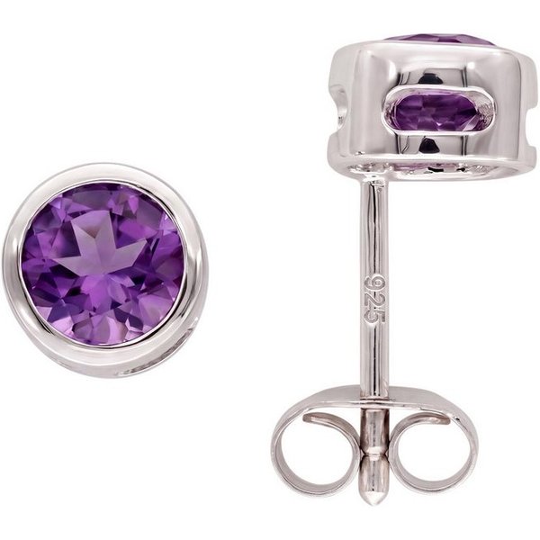 JOBO Paar Ohrstecker, 925 Silber mit Amethyst