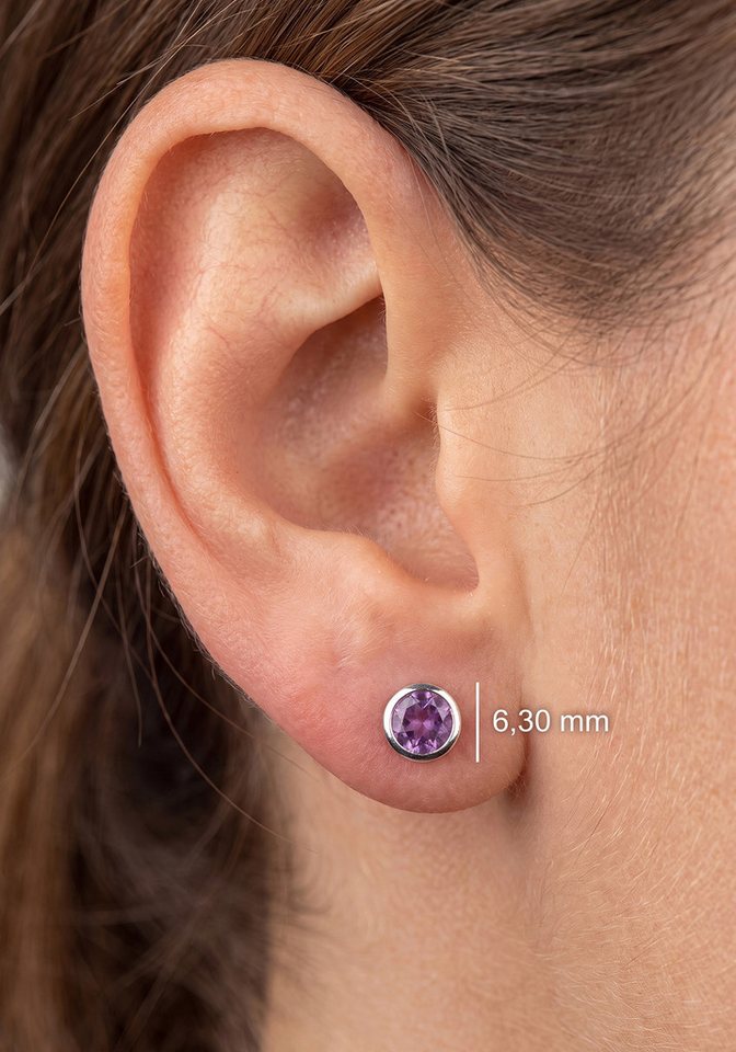 JOBO Paar Ohrstecker, 925 Silber mit Amethyst – Bild 2 von 3