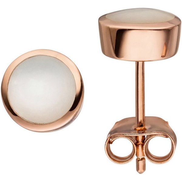 JOBO Paar Ohrstecker, 925 Silber roségold vergoldet mit Perlmutt-Einlagen